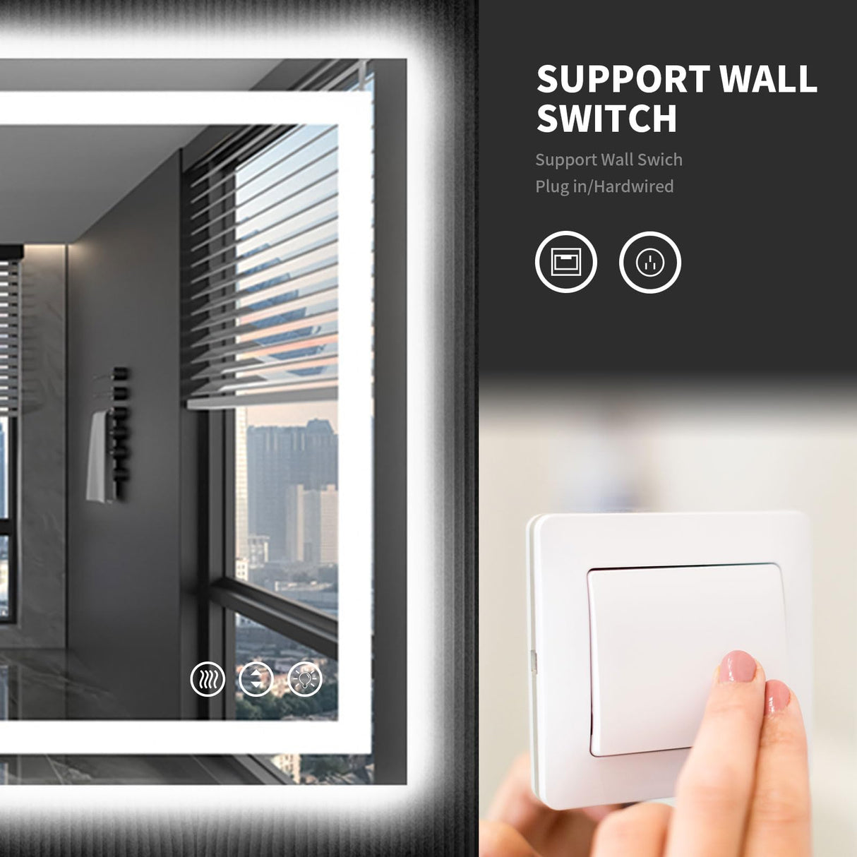 LOAAO 40X32 LED Bathroom Mirror with Lights, Anti-Fog, Dimmable, Backlit + Front Lit, Lighted Bathroom Vanity Mirror for Wall, Memory Function, Waterproof, Tempered Glass LOAAO