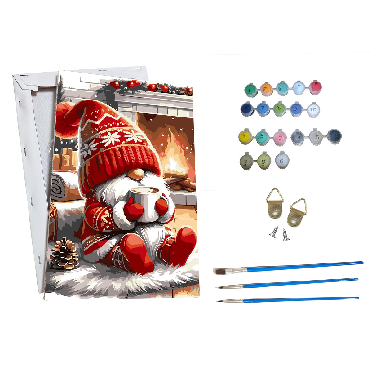 ossomo Paint by Numbers Kit for Adults Beginners with Wooden Frame,Christmas Gnome Paint by Number on Canvas,DIY Painting Kits Art Crafts Suitable for Home Wall Decoration 8x12inch ossomo