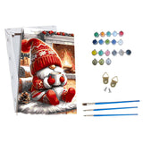 ossomo Paint by Numbers Kit for Adults Beginners with Wooden Frame,Christmas Gnome Paint by Number on Canvas,DIY Painting Kits Art Crafts Suitable for Home Wall Decoration 8x12inch ossomo