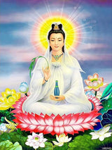 UIBDVKS Kuan Yin Buddha of Compassion Lotus Diamond Painting Kit DIY 5D Painting by Numbers Art Craft Adult Cross Stitch Kits Home Wall Decor 12x16 inch UIBDVKS