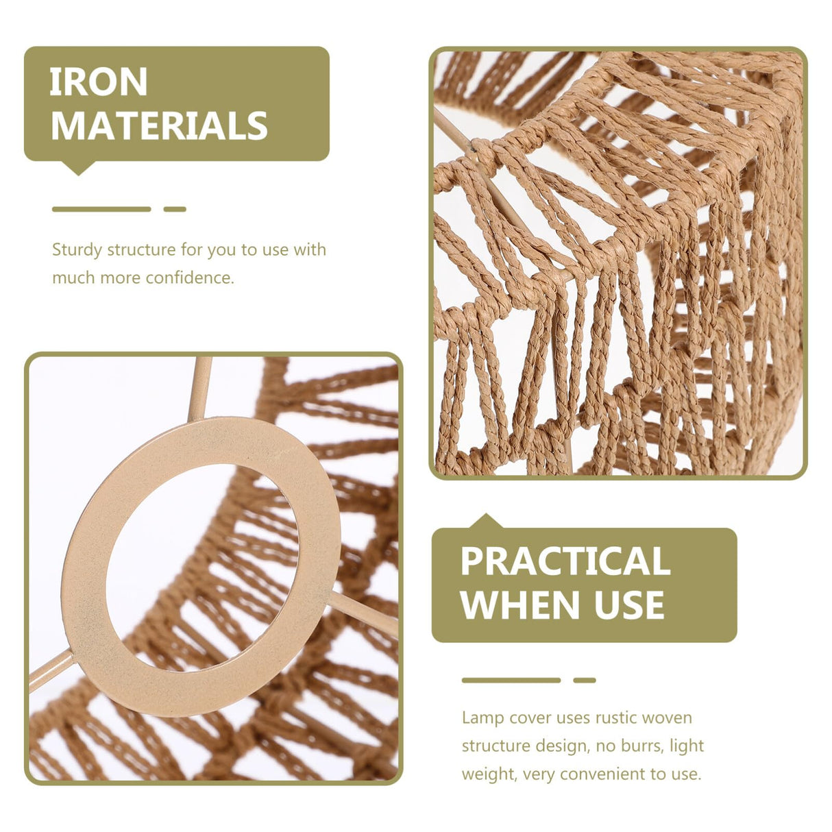 BESTOYARD Rattan Lamp Shade E27 Wicker Woven Pendant Lampshade Chandelier Light Cover Wall Lamp Bulb Cage Guard Rustic Hanging Light Fixture Spider Fitter 30x15cm BESTOYARD