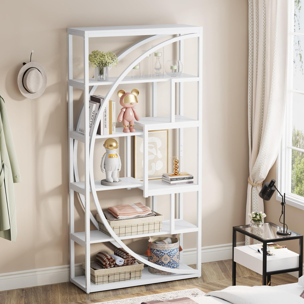 Tribesigns Bookshelf, Modern 5-Tier Etagere Bookcase, 70.8 inch Tall Bookshelf with 8 Open Storage Shelf, Book Shelf Display Tack Shelving Unit for Home Office Living Room, White Tribesigns