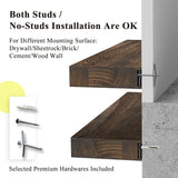 SAUCE ZHAN Floating Shelves 24 inch Rustic Natural Wood Wall Shelf Set of 2 Open Shelving Farmhouse Live Edge Light Wooden Wall Mounted Decor for Bathroom, Living Room, Bedroom, Kitchen, Dark Brown SAUCE ZHAN