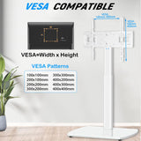 YOMT Universal TV Floor Stand with Mount for 27-70 Inch LCD LED OLED TVs, Swivel Height Adjustable Tall TV Stand, Space Saving Design for Corner Bedroom Living Room, White YOMT