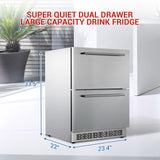 Garvee 24 inch Undercounter Refrigerator, 5.12 Cu.Ft Outdoor Fridge for Patio, Wine and Beverage Refrigerator, Drawer Refrigerator Under Counter Fridge Ideal for Home and Commercial (Silver) Garvee