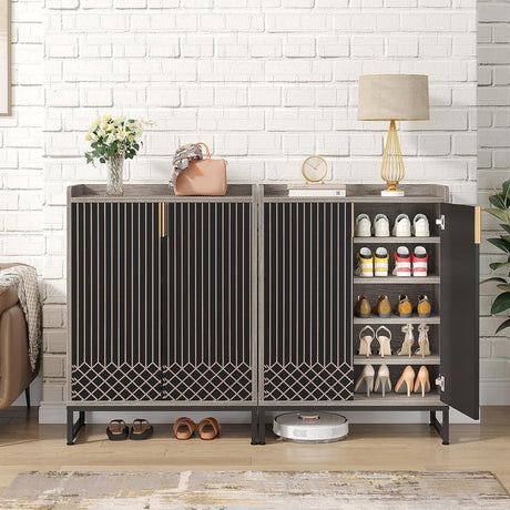 5 Tiers Shoe Storage Organizer With Doors HouseOfZazla