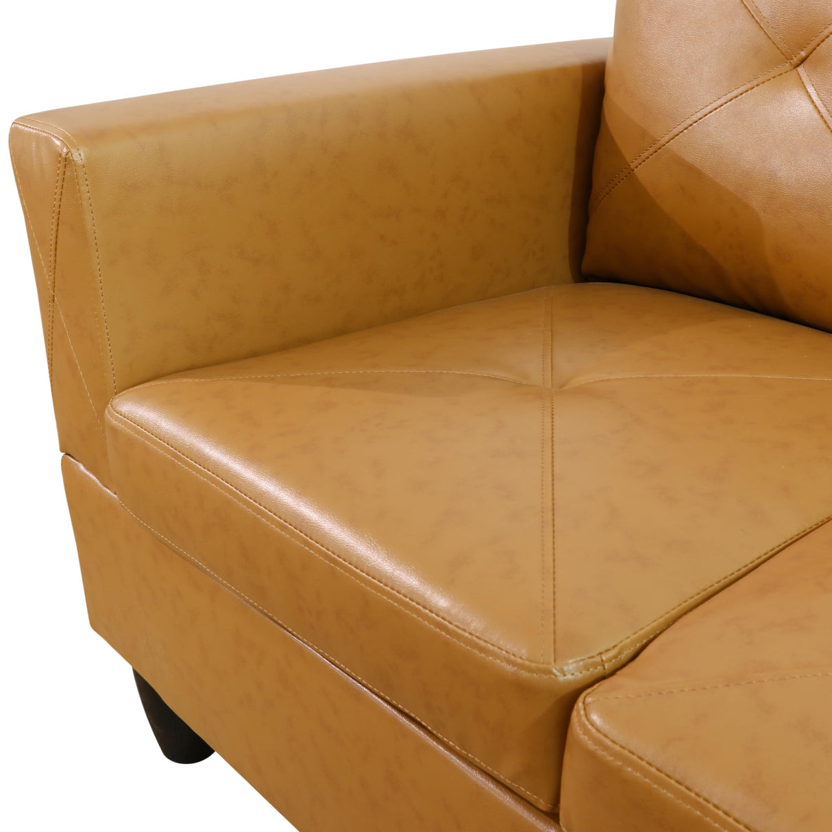 NicBex L Shaped Couch Sectional Couches for Living Room Morden Sofa Couch Faux Leather Futon Sofa Bed with Chaise and Back Cushions for Reception Room and Apartment, Ginger NicBex