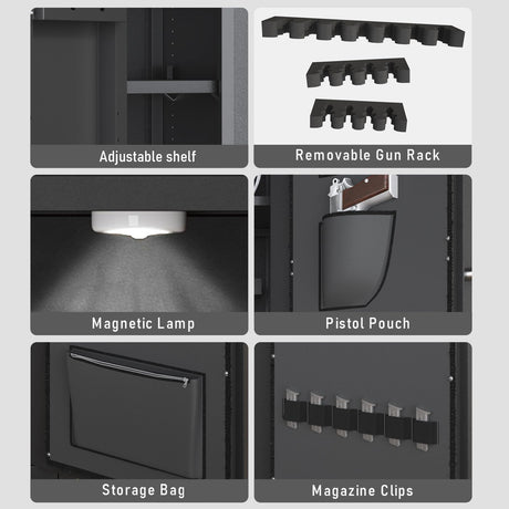 Luzfuego 30-40 Gun Safe, 54" Biometric Gun Safe for Rifles and Shotguns, Large Gun Cabinet for Rifles and Pistols with LCD Keypad & Adjustbale Shelves, Unassembled Rifle Safe for Home Luzfuego
