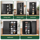 Letaya Metal Black Storage Cabinet with Lock-71 Tall Metal Pantry Cabinets,5 Adjustable Shelves and Lock Door for Home,Office,Warehouse,Utility Room Letaya