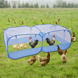 Jhua Pet Playpen for Small Animals, Portable Chicken Run with Cover, Foldable Chicken Coop Outdoor, Play Pens for Small Pets with Transparent Mesh Walls for Chicken Duck Puppy Cat Rabbit (Blue) Jhua