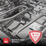 Nexgrill Stainless Steel 2-Burner Portable Gas Grill with Locking Lid, Folding Legs, 20,000 BTUs, 251 SQ In Cooking Space, Tabletop Grill for Camping, Outdoor Cooking, Patios, and More - 820-0007GE Nexgrill