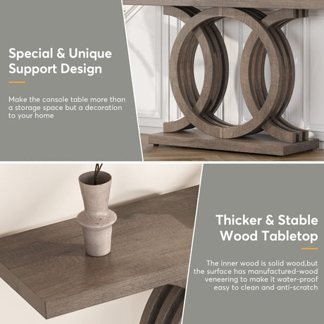 Tribesigns 55 inches Console Table with Unique Base, Farmhouse Hallway Table, Wooden Entryway Table, Vintage Sofa Table, Unique Long Accent Table for Tribesigns
