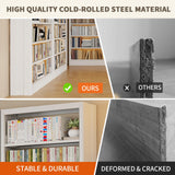 Metal White Bookshelf, 71"H Tall Bookcase with Adjustable Storage Shelves, 5-Tier Heavy Duty Book Shelf, Modern Open Large Book Case for Library, Living Room, Office, including Book Stopper (White) Dyoung