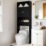 Tydaris Black Over The Toilet Storage Cabinet with Adjustable Shelf and Double Doors Tydaris