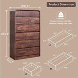 Aitjunz Modern 7 Drawers Dresser for Bedroom, 55" Tall Dressers & Chest of Drawers w/Curved Profile Design, Wood Mid Century Vertical Storage Dressers Organizer for Bedroom, Living Room, Brown Aitjunz