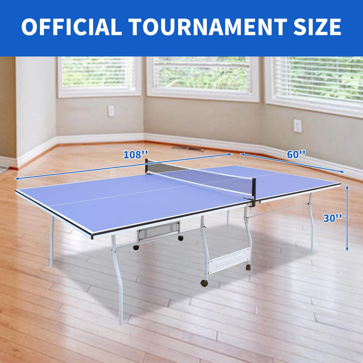 SculPong 9FT Table Tennis Table, Foldable Ping Pong Table Set for Indoor Games, Portable Table Tennis Table with Net, 2 Table Tennis Paddles and 3 Balls SculPong