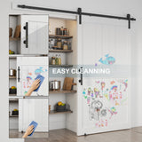 ALAMEDADT 42''x84'' Sliding Barn Door with 7 Ft Barn Door Hardware Kit& Handle& Floor Guides,Pre-Drilled Holes Easy Assembly - Include Installation Manual, Water-Proof PVC Surface, H-Frame, White ALAMEDADT