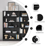 Farini Black Bookshelf for Bedroom 5 Shelf Office Bookcase 60 Inches Tall Modern Wood Bookshelf for Living Room 5 Tier Wide Manga Bookshelf Library Bookcase Farini