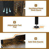 Giantex Corner Bar Cabinet with Glass Holder, Industrial Wine Cabinet with Metal Mesh Doors & Adjustable Shelf, Buffet Cabinet with Anti-tip Kit for Home Coffee Bar Bistro (Rustic Brown & Black) Giantex