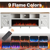 BVIUNTWO 88 Inch Fireplace TV Stand for TVs Up to 95 Inch,Farmhouse Entertainment Center with 50" Electric Fireplace,White TV Console with Storage Cabinets and Drawers for Living Room BVIUNTWO