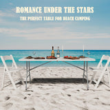 Linkriseed 6FT Folding Picnic Table for Outdoor, Portable, Foldable Table for Camping, Parties, with Carrying Handle (White, 1 Pack) Linkriseed