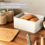Beautiful Bread Box With Wooden Lid For Your Kitchen Countertop - Spacious Container Perfectly Stores Your Homemade Bread, English Muffins & Bagels - Quality Cutting Board Lid Keeps Your Bread Fresh ZICOTO