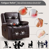 ANJ Swivel Rocker Recliner Chair, Manual Rocking Glider Massage Recliner with Heat, Overstuffed PU Leather Big Large Recliner for Living Room Bedroom Nursery ANJ