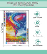 Lophomie Diamond Art Kits for Adults, 5D DIY Rainbow Storm Diamond Painting Kits for Adults Beginners, Diamond Dots Kits Gem Arts Crafts for Home Wall Decor 12x16 Inch Lophomie