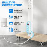 Rfiver Sleek Rolling TV Stand with Power Outlet for Home Decor, Height Adjustable Portable TV Stand on Wheels for 32-70 Inch TVs, Strong Tall Mobile TV Cart with Mount Up to 88 lbs, White Rfiver