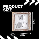 FESTWIND Halloween Home Decor, Happy Halloween Block Sign for Shelf, Mantel, Table, Halloween Decorations Indoor, Embossed Metal With Wood Frame FESTWIND
