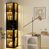 ARTETHYS Glass Display Cabinet Doors 78‘’ Tall Corner Display Case with Lights for Collectibles 5-Tier Curio Storage Shelf for Toys, Books, Black ARTETHYS