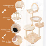 PETSITE 57 Inches Tall Wooden Cat Tree, Multi-Level Cat Tower with Scratching Posts, Space Capsule Bed, Padded Platform and Hanging Ball, Modern Transformable Cat Tree Tower for Indoor Cats Large PETSITE