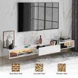 HedoAjim LED Floating TV Stand for 65 70 75 78 88 95+ inch TV, Entertainment Center with Light and Storage Cabinet Media TV Console Shelf for Wall for Living Room Bedroom (White with Led Lights) HedoAjim