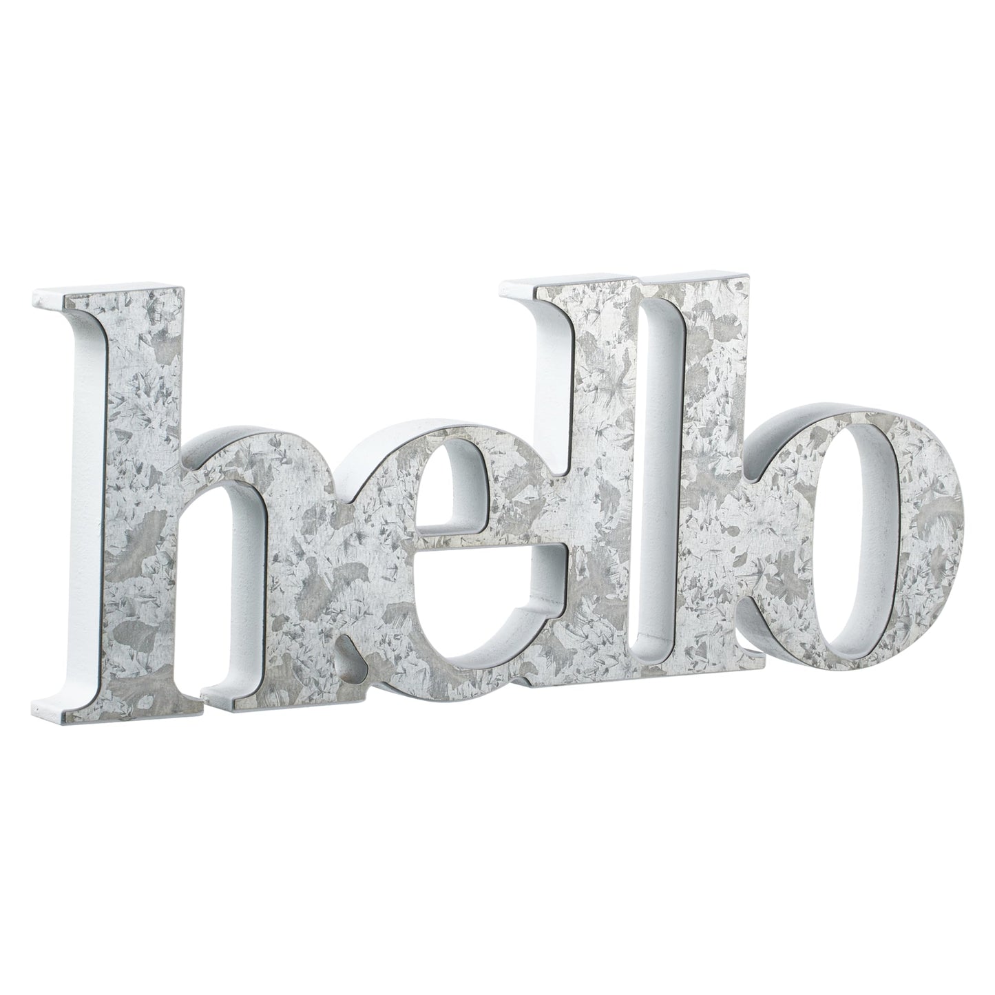 Sintosin Rustic Galvanized Hello Sign for Entryway Table Decor 14 Inches, Hanging Distressed White Welcome Sign for Front Door, Handmade Wooden Hello Winter Sign, Farmhouse Fall Wall Home Dec - WoodArtSupply