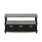 FURINNO Turn-N-Tube Coffee Table, 31.22D x 15.5W x 15.8H in, French Oak Grey/Black/Black Furinno