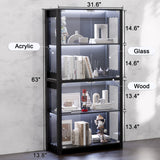 TEROL Display Cabinet with Glass Doors, 63” 4-Tier Wood Display Case with RGB Lights for Collectibles, Tall Curio Cabinet Anti-Tipping with Adjustable Shelves, Storage Cabinets for Living Room, Study TEROL
