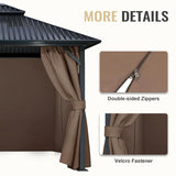COWVIE 4-Panel 12' x 16' Gazebo Replacement Curtains, Patio Privacy Sidewalls with Double Zipper, Replacement for Outdoor Gazebo Canopy (Curtain Only) COWVIE