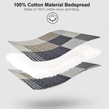 PANGUSHAN Twin Size Quilt Set, 100% Cotton Patchwork Plaid Quilt Bedding Set, Reversible Lightweight Comforter, 2 Pieces in Gray, Black, Tan, White, Cream PANGUSHAN