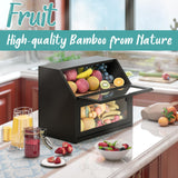 Vriccc Black Bread Box for Kitchen Counter, Large Bread Storage Container, Double Layer Bamboo Wooden Large Capacity Bread Storage Bin Vriccc