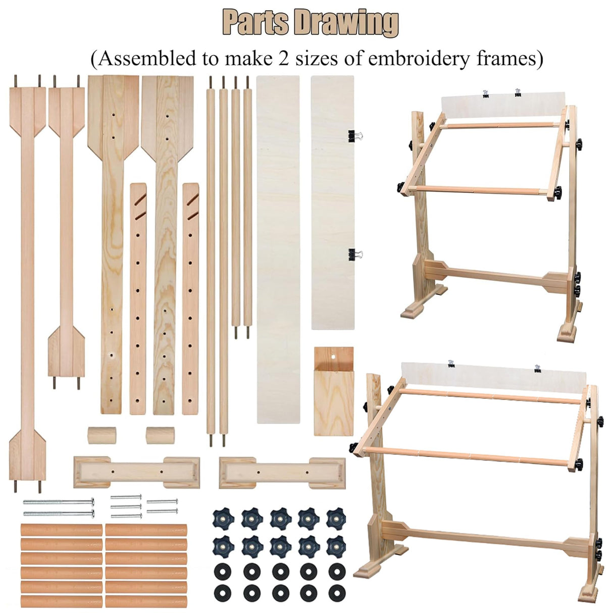 Needlework Table and Adjustable Embroidery Stand, Cross Stitch Hoop Stand, Beech Wood Tapestry Cross Stitch Embroidery Frame Holder(54.5x41.6 cm (21.5" x 16.3")) and(112.5x41.6 cm (44.3" x 16.3")) guofa