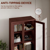 Kubohogar Display Cabinet with Glass Doors,71" Metal Curio Cabinets with 4 Adjustable Shelves, 5 Tier Display Case for Collectibles, Metal Storage Cabinet, Brown Kubohogar