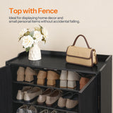 HOOBRO Shoe Cabinet, 5-Tier Shoe Storage Organizer with Doors, Wooden Shoe Cabinet Storage for Entryway, Freestanding Shoe Rack Cabinet with 3 Adjustable Shelves for Hallway, Gold and Black DB41SC01 HOOBRO