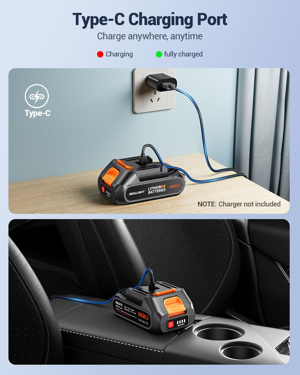 SEALIGHT Car Vacuum Portable Cordless, High Power Suction and Air Duster, 7 in 1 Handhle Vacuum Cleaner for Car, Office, Pet SEALIGHT