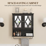 RoyalCraft 22x25 Bathroom Medicine Cabinet with Mirror, Large Wood Wall Mounted Storage Cabinet with Shelves and Towel Bar, Over The Toilet Storage Cabinet for Bathroom, Laundry, Living Room, Black RoyalCraft