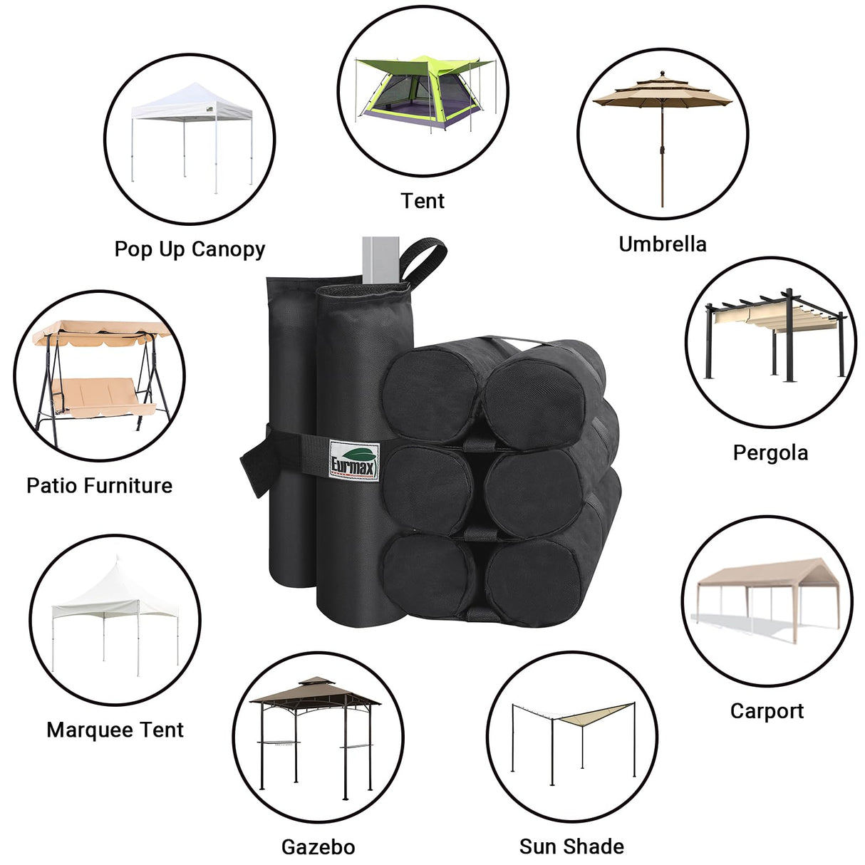 Eurmax USA Weight Bags for Pop up Canopy Outdoor Shelter,Gazebo Instant shelter Leg Canopy Weights, Sand Bags, Set of 4(Black) Eurmax