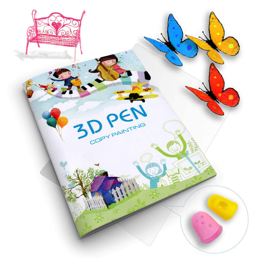 SONGTIY 3D Printing Drawing Book, Reusable Colorful 40 Patterns Thick Paper Template with a Clear Plate, Painting Graffiti Template for 3D Pen Kids DIY Gift - WoodArtSupply