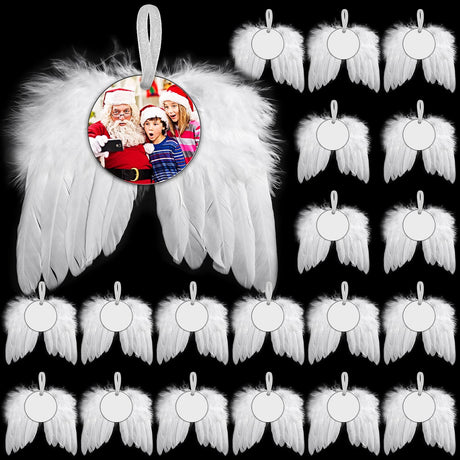 20Pcs Sublimation Ornament Blanks with 20Pcs Angel Wings Ornaments for Christmas Tree Decorations, Angel Wings for Crafts and Sublimation Blank Ornaments for Christmas Ornaments Decor shynek