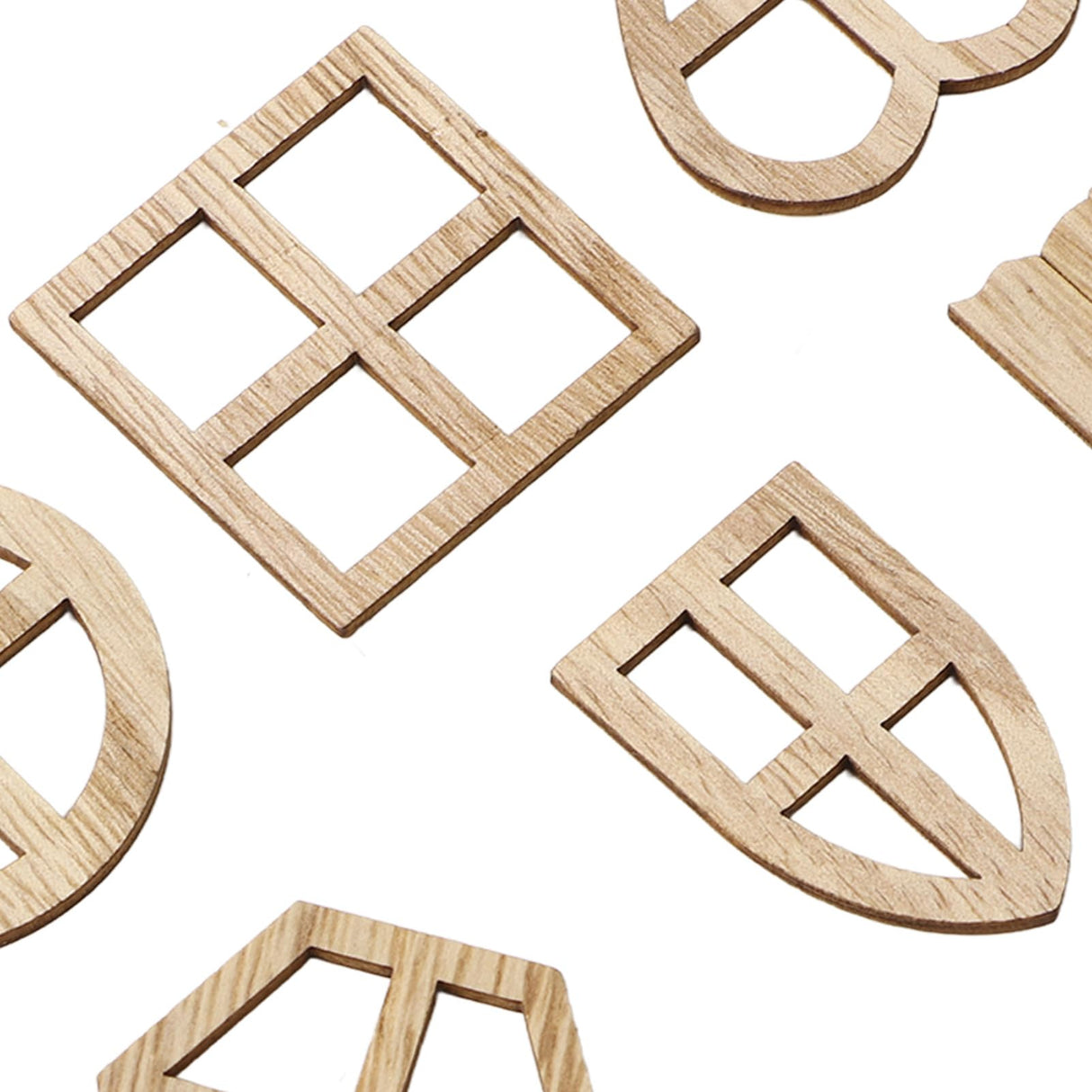100pcs Wood Window Cutouts - Multipurpose Unfinished Wood Slices, Unfinished Wood Crafts for DIY, Kids Crafts, and Home Decor Projects Topyond
