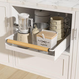 Upesitom Pull Out Cabinet Organizer, 15.3'' Deep Expandable Slide Out Cabinet Organizer Fixed with Adhesive Nano Film, Slide Out Drawers Pull Out Tray for Cabinet in Kitchen, Pantry, Bathroom, White Upesitom