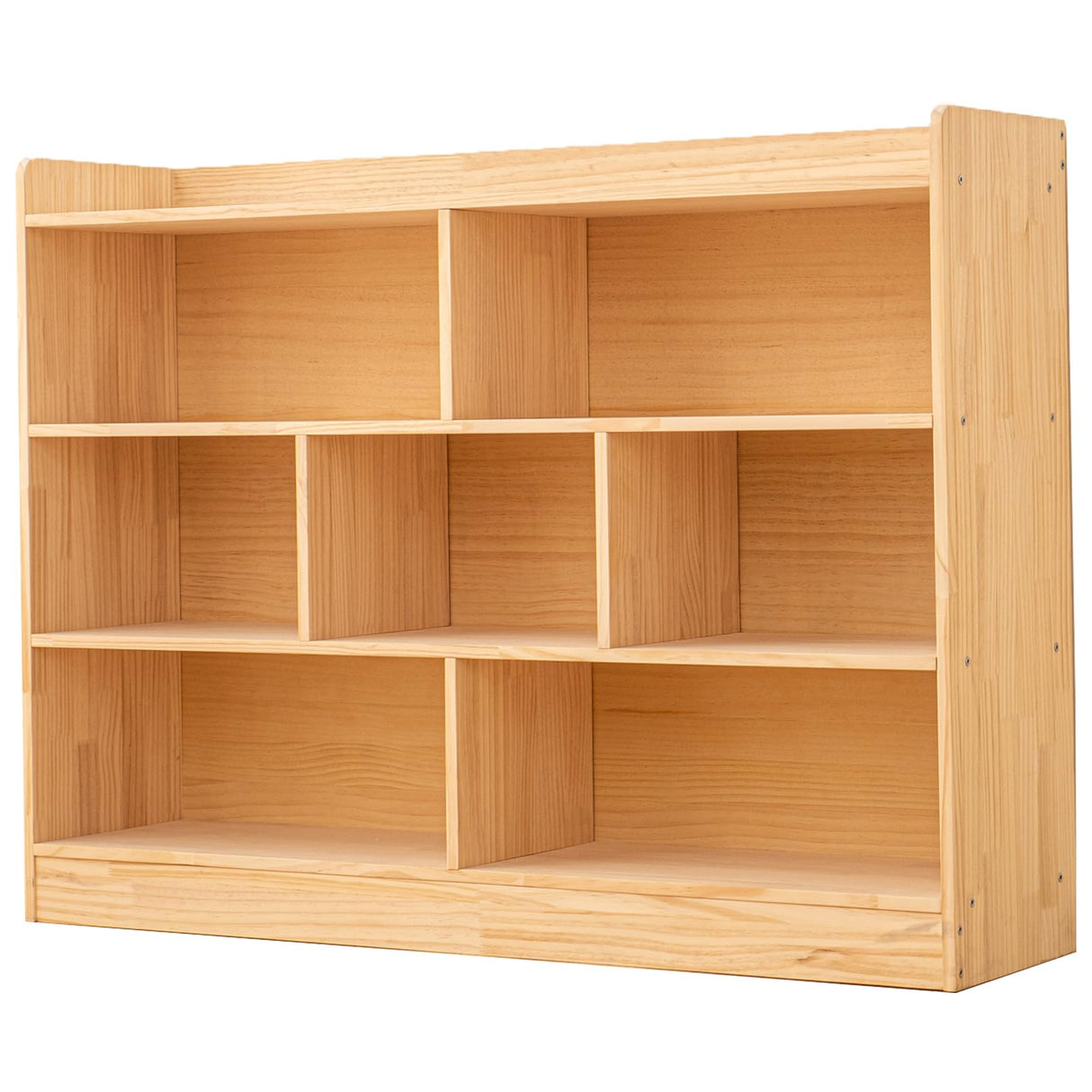 ChubanCraft 3-Tier 7-Compartment Wooden Storage Cabinet for Kids - Natural Finish Classroom Organizer ChubanCraft